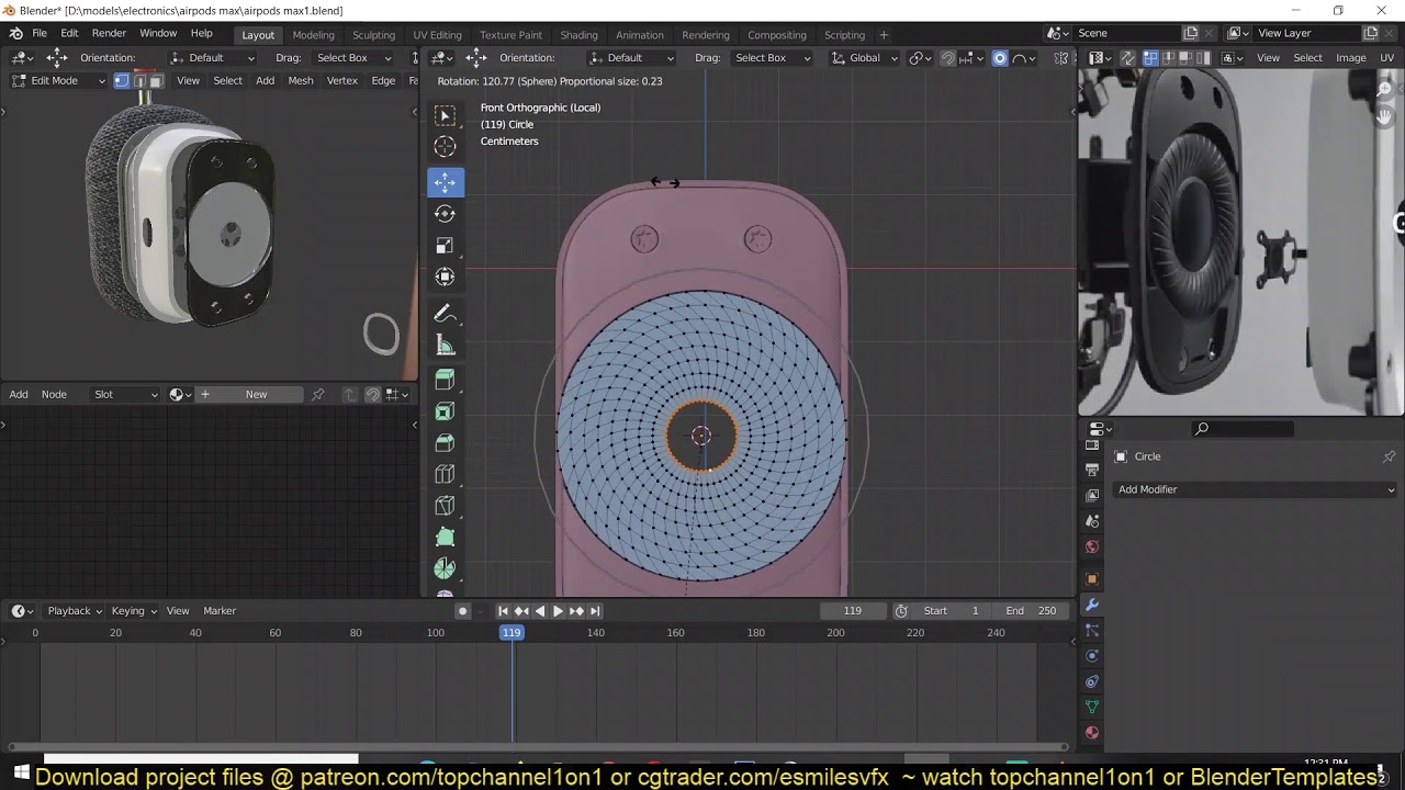 creating the airpod pro max in blender including inside parts   part 2