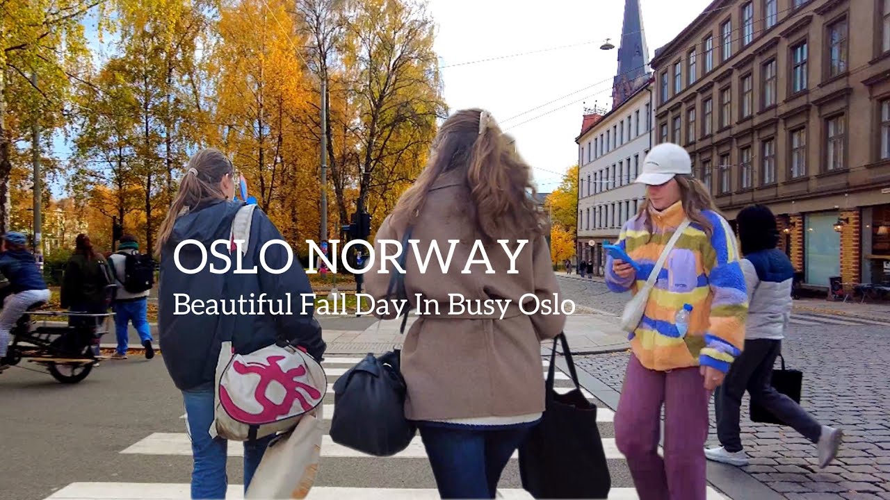 OSLO NORWAY, Beautiful Autumn Day In Busy Oslo🇳🇴 Virtual Walking Tour’ 4K/60ftp