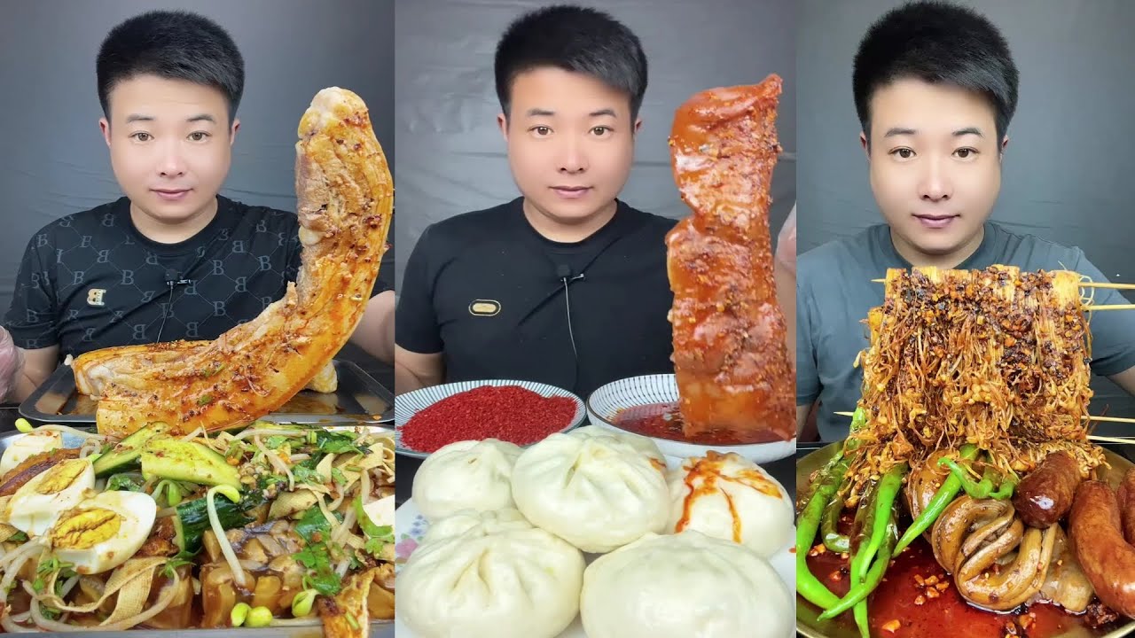 ASMR MUKBANG | SPICY BRAISED PORK BELLY |  EATING SHOW | EATING SHOW | Eat Beef Ribs #food #285