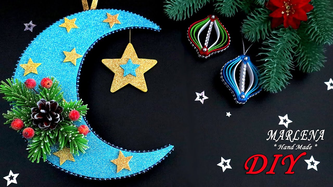 ✨НОВОГОДНИЙ ДЕКОР 🌜 МЕСЯЦ ПОЛУМЕСЯЦ ЛУНА из фоамирана. Christmas Ornaments ✨