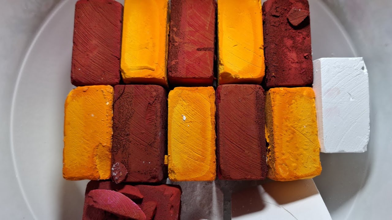 Extremely vibrant and Soft,Crispy,Dusty Fresh Yellow and Neon pink Dyed gymchalk Blocks💛💗~ 23K🥳🥳