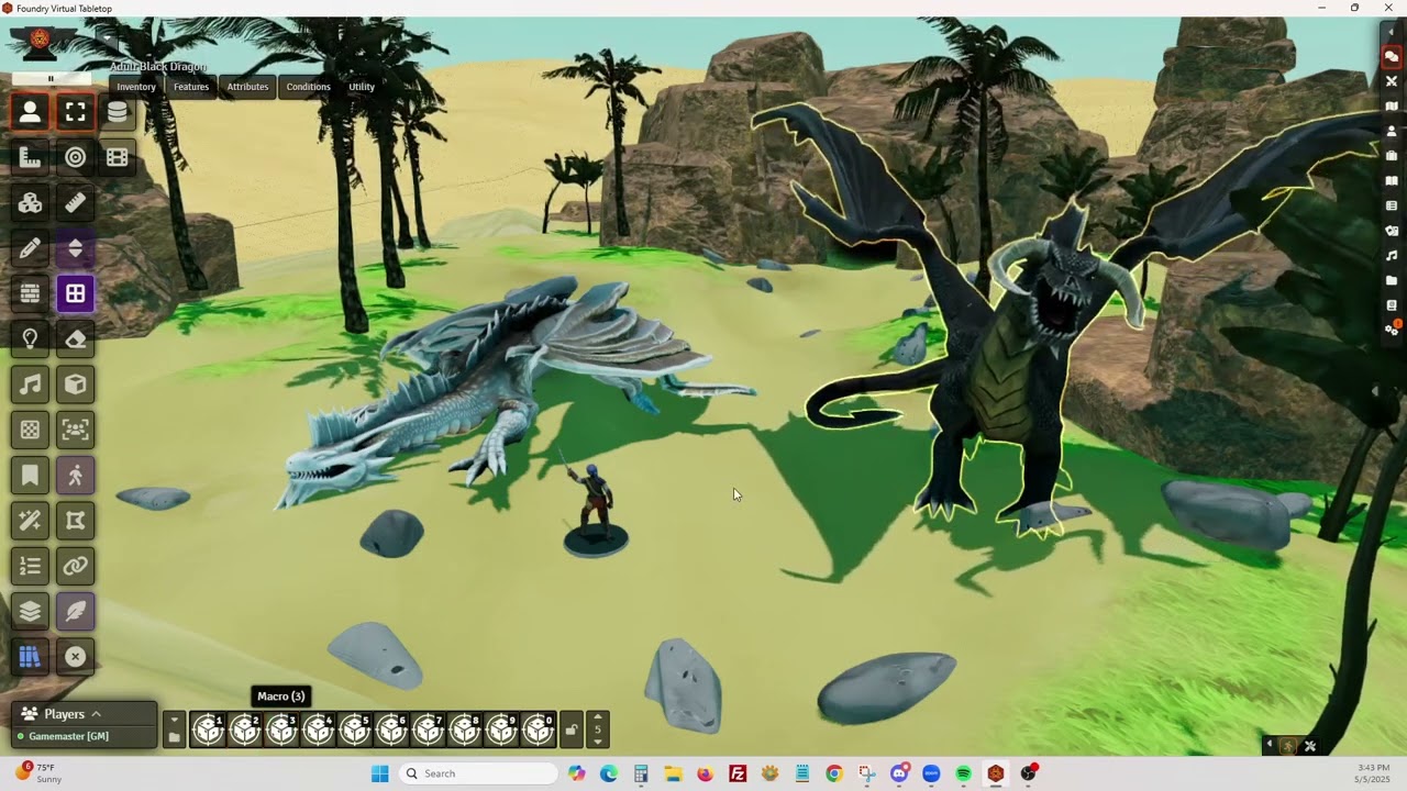 Black and Silver Dragon - Animated - ALL ANIMATIONS for 3DCanvas 3DVTT