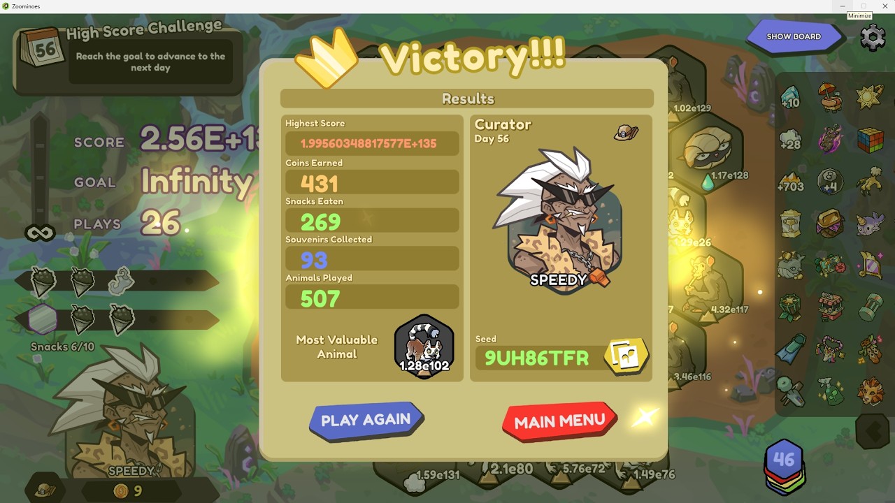 Zoominoes Deck-builder Auto-Battler High Score and Personal Best e135! on 8/6/26