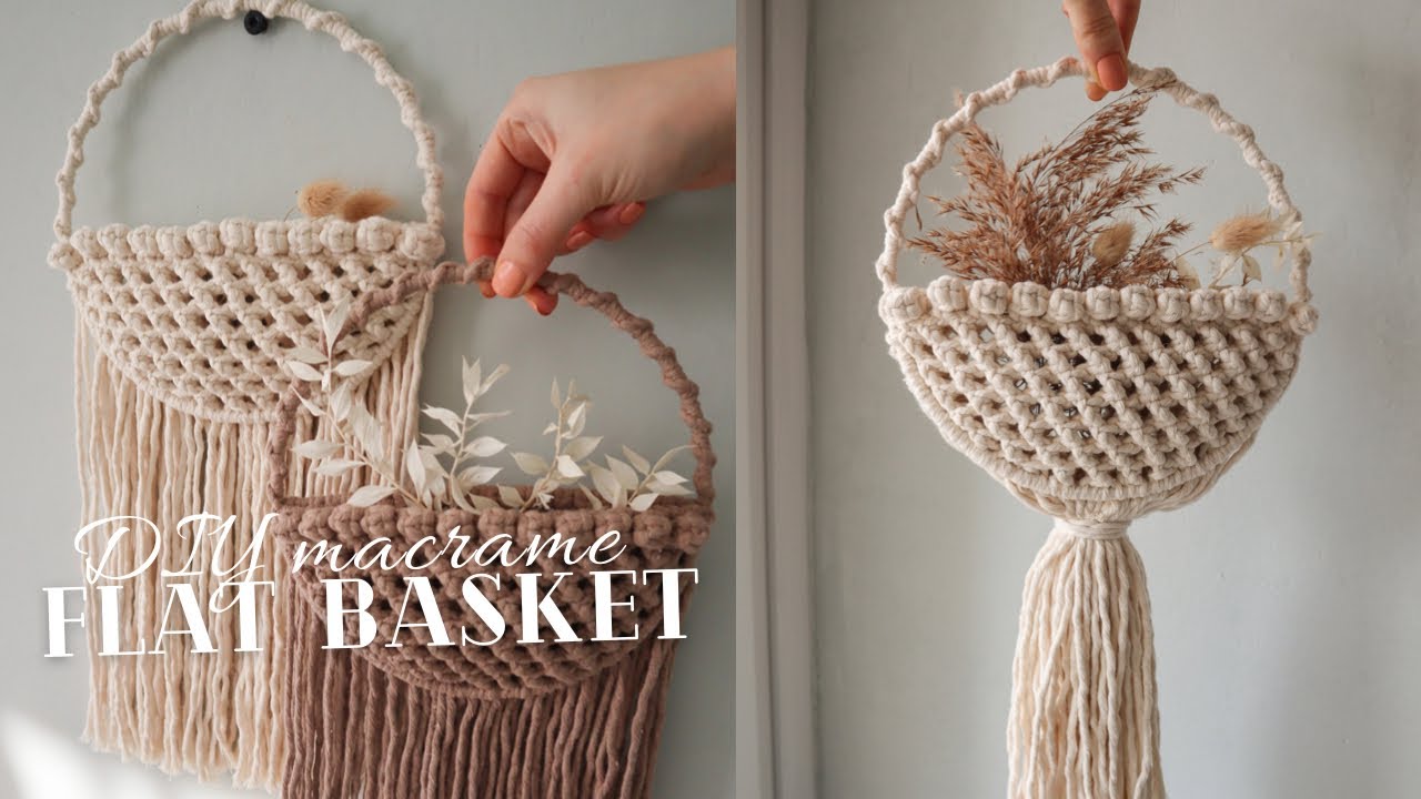 Мастер-класс: плоская настенная корзинка в технике Макраме | DIY Macramé Flat Basket