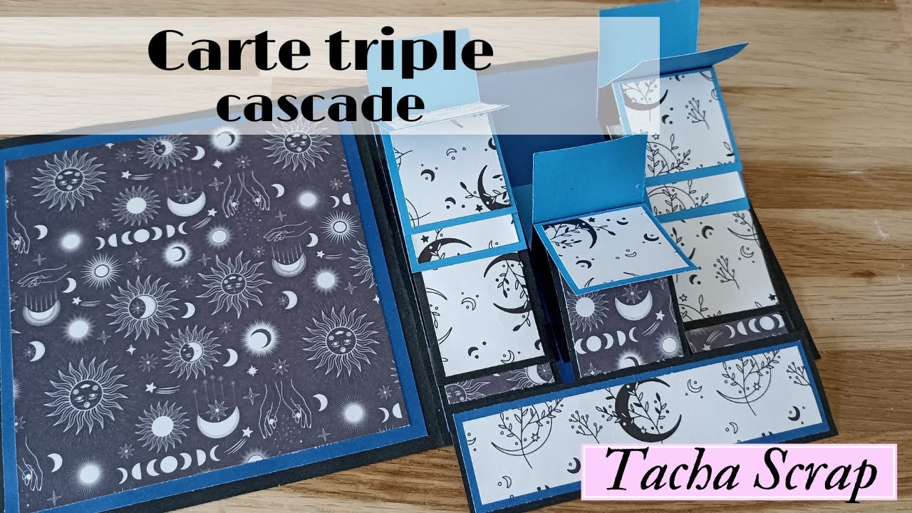 TRIPLE carte  cascade déroulante débutante facile #action #scrapbook #carte  #scrap
