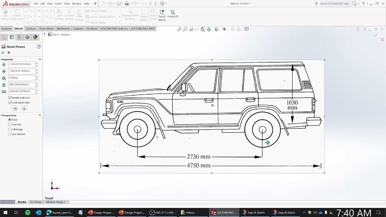 Toyota Land Cruiser  - Vehicle Blueprint 3D Modeling - Solidworks