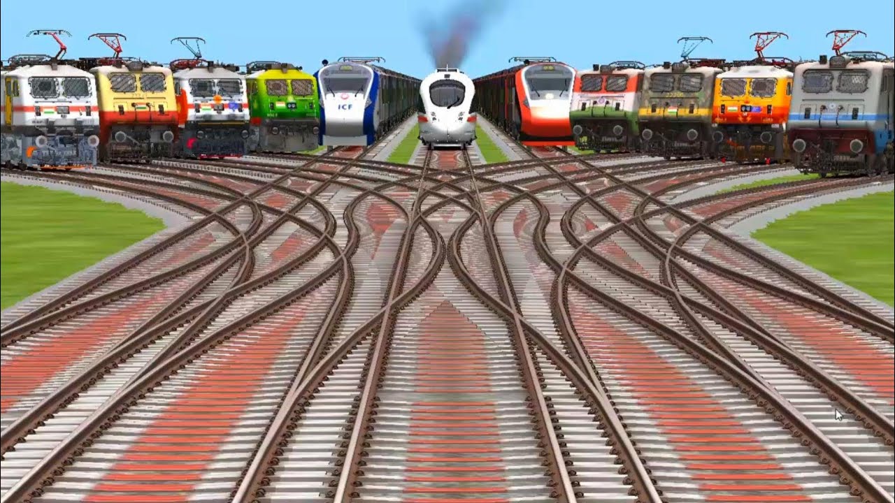 Round track crossing vandhebhart express route same electric engine stop crossing by bullets trains