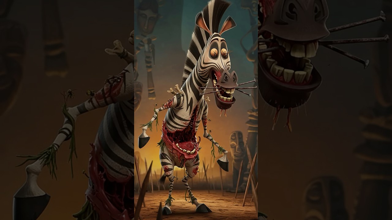 Horror Version of Madagascar 2! Alex, Marty, Melman & Gloria as Wild Jungle Nightmares! 🦁💀 #shorts