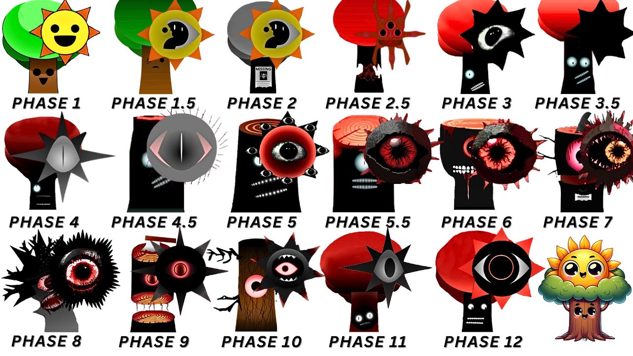 Every HORROR Phase of Mr Sun vs Mr Tree  in 12 Minutes