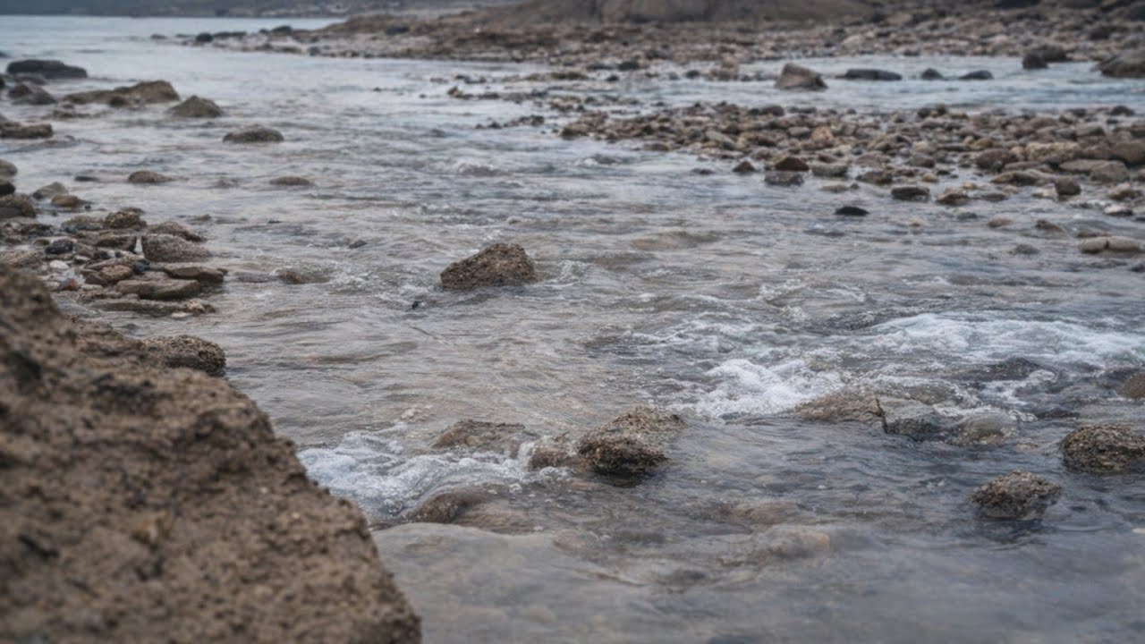 Calm Coastal Water Flowing Over Rocks | 1 Hour Ocean Ambience
