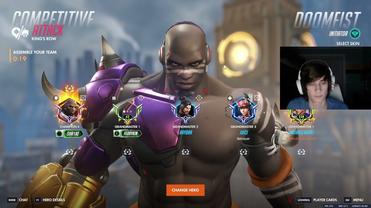 RANK 1 DOOMFIST POV! CARTIFAN PRO DOOMFIST GAMEPLAY - OVERWATCH S1