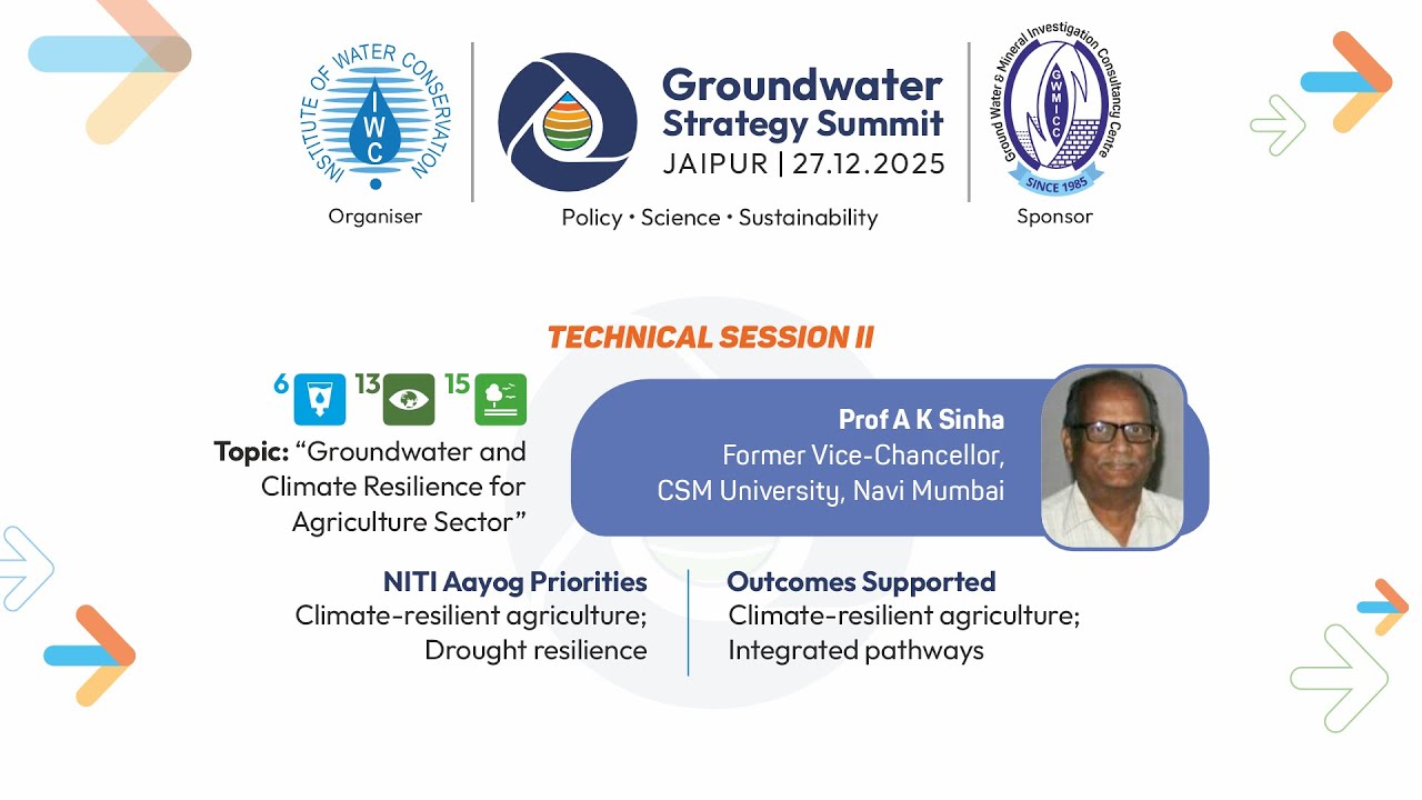 Groundwater Strategy Summit 2025 | Prof A K Sinha on Climate Resilience and Agriculture