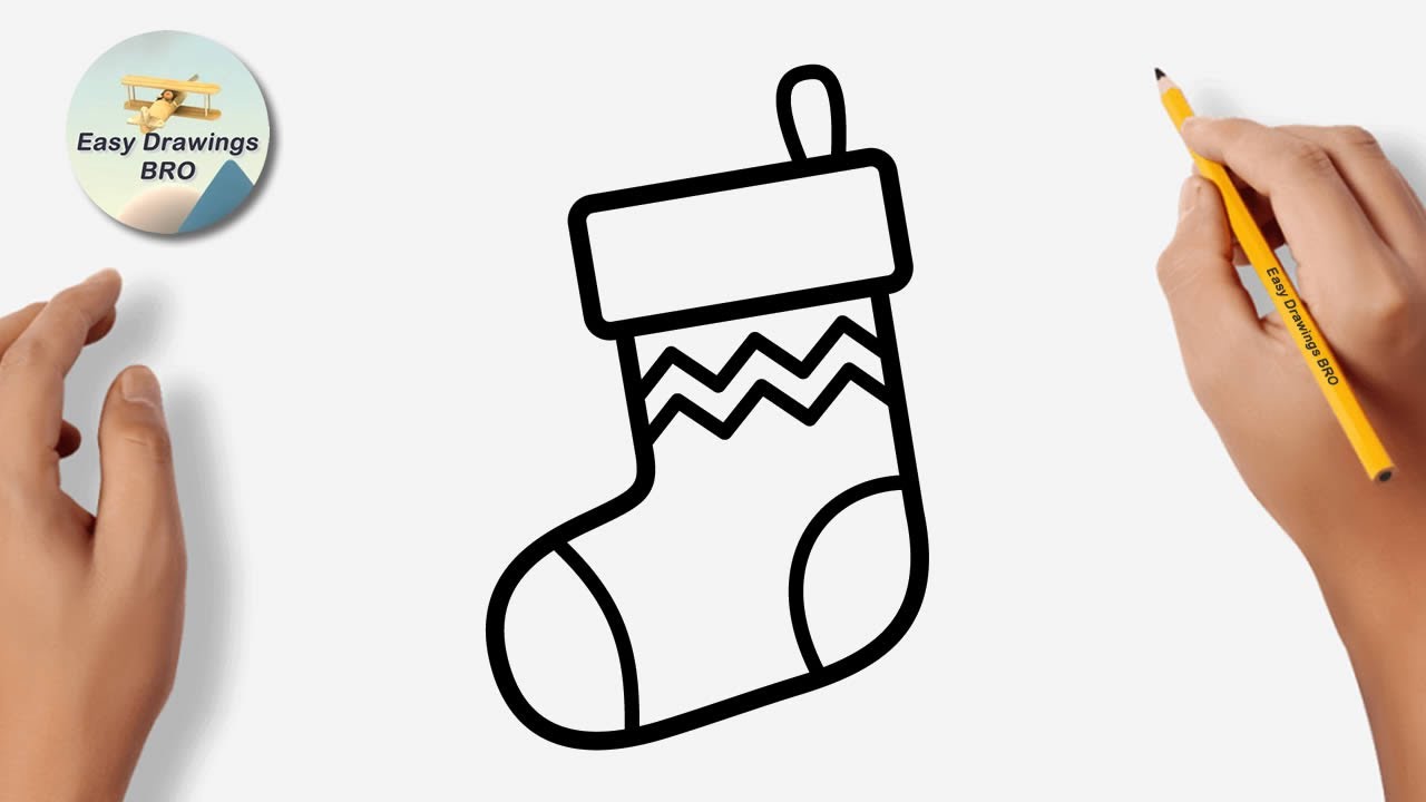 How to draw a Christmas stocking | Drawing Christmas sock tutorial | Christmas Easy Drawings BRO