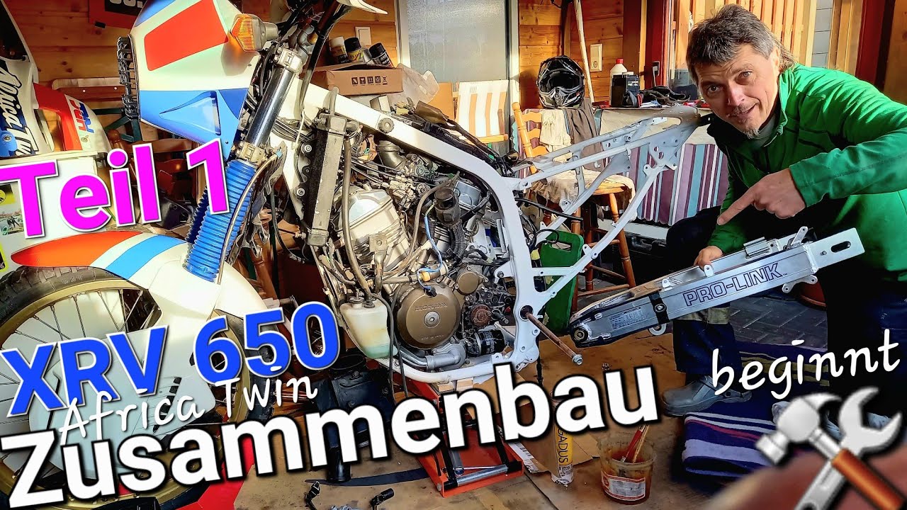 Zusammenbau der legendären Africa Twin XRV 650 RD03 🛠 Teil 1 #vintage #hondaclassic #enduro 