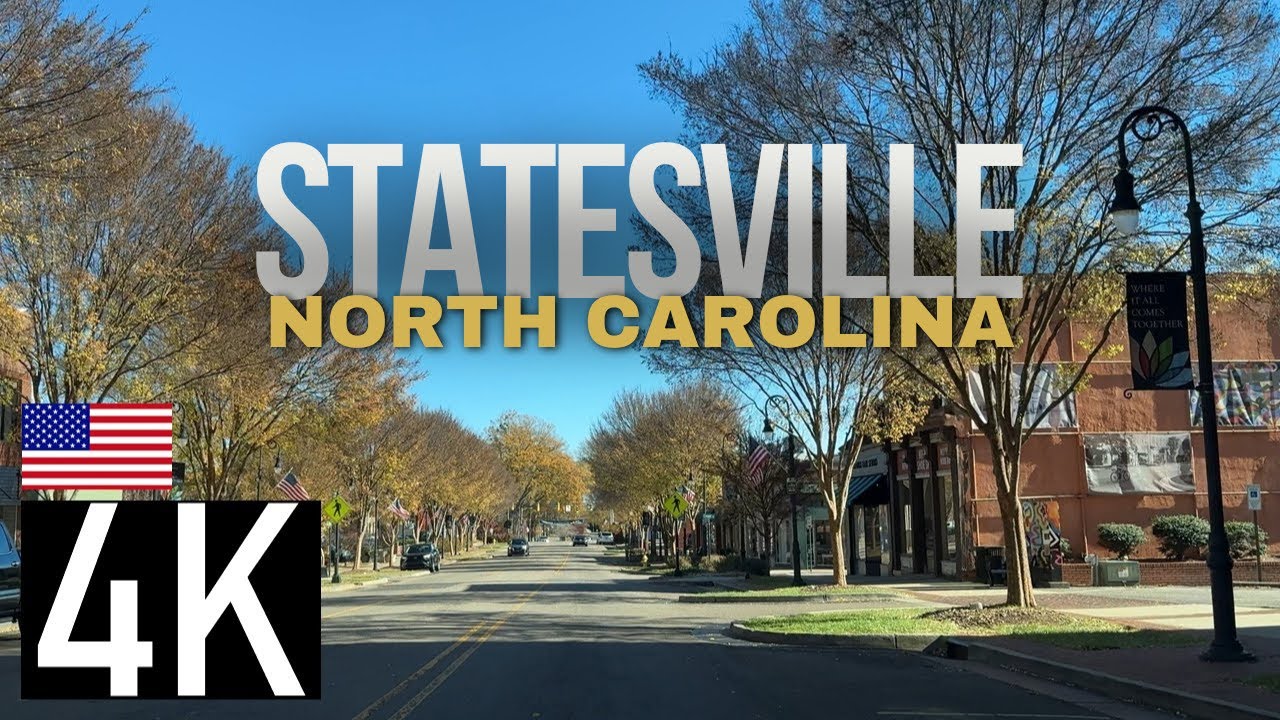 Road Tour of Statesville, North Carolina in 4K - Downtown Statesville NC