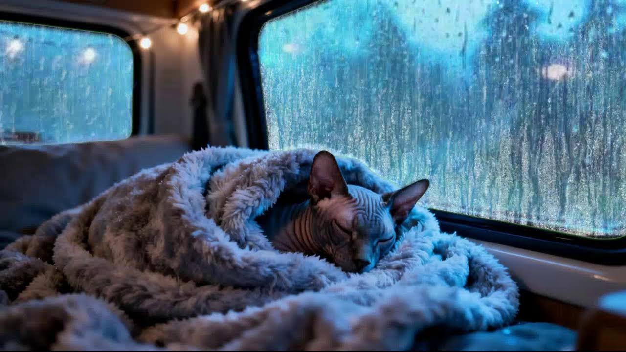 Sounds Rain on Cozy Car ⚡ Best Insomnia Therapy, Relax for Deep Sleep, White Noise