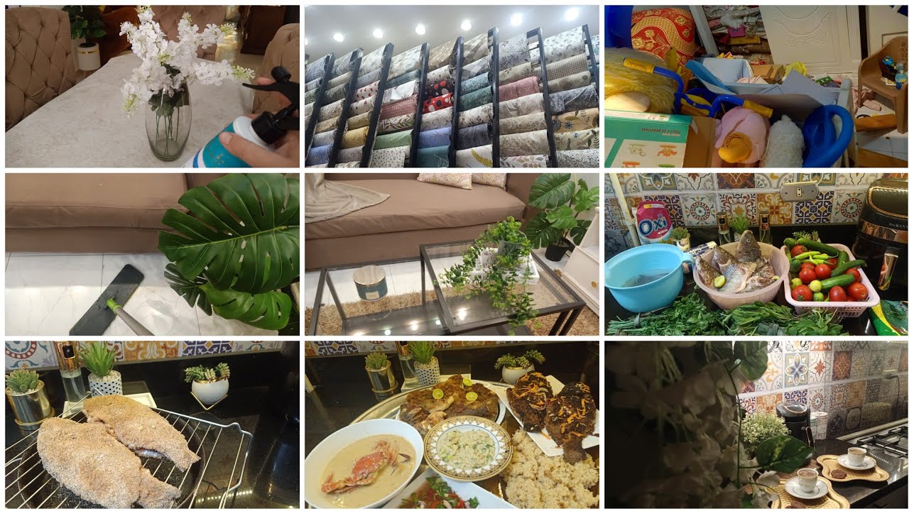 صحيت بدري رتبت البيت 🏠🧹 ونزلت جري عالوكاله اتفرج عالملايات 🛏️ والغدا كان سمك مشوي في البيت 🦞🍤🐟