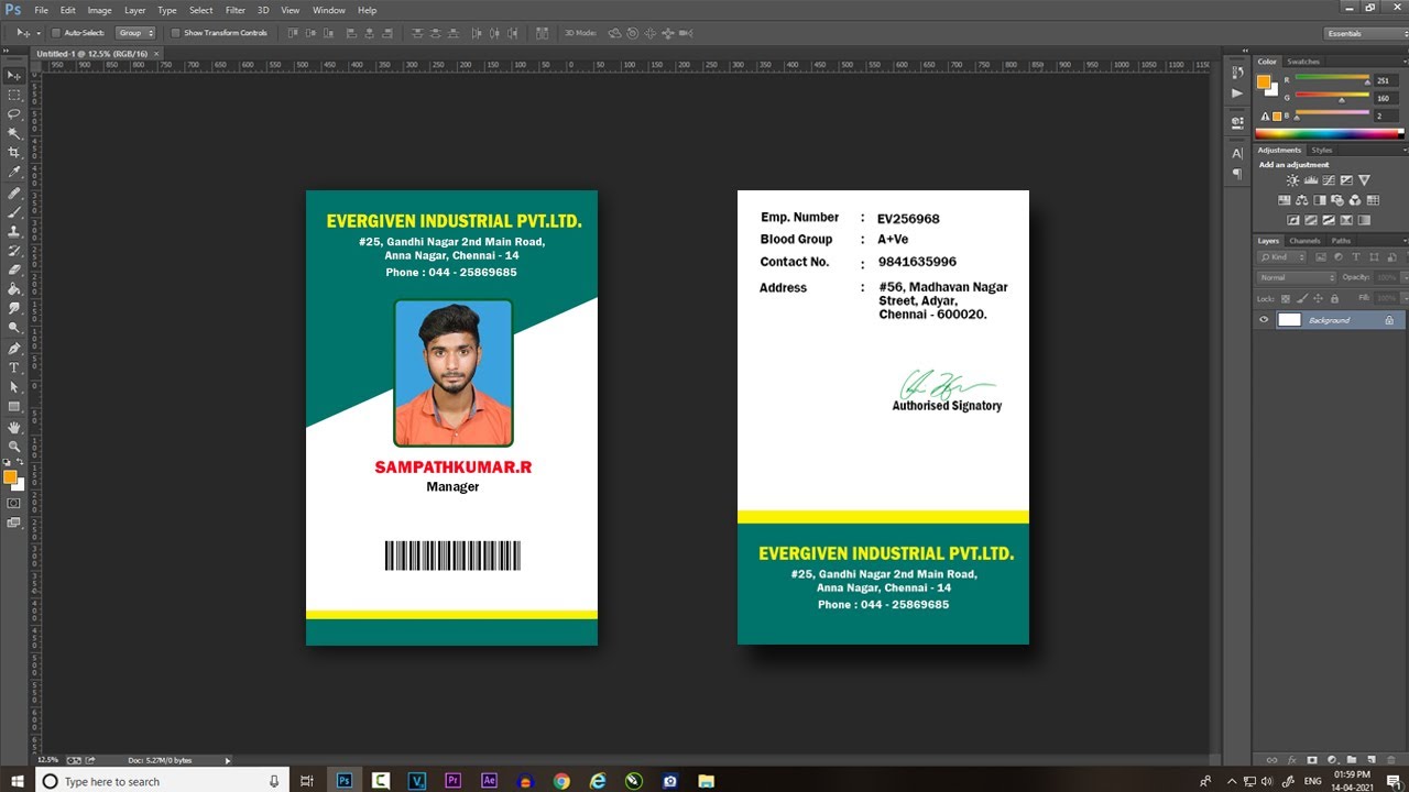 Front and Back ID Card Step by Step Making and Printing Process | தமிழில்