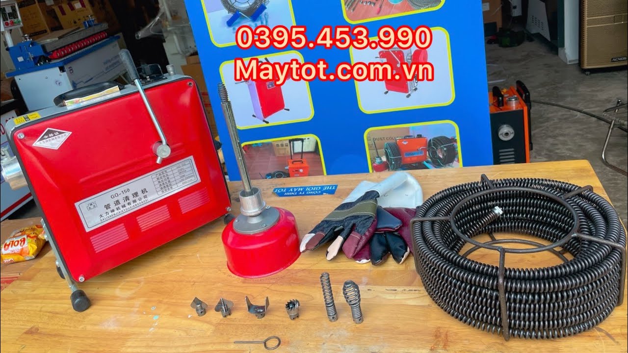 Hướng dẫn sử dụng máy thông cống GQ150-1800w dùng dây phi 8,16 - hotline/zalo : 0395.453.990