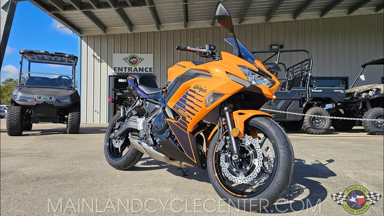 2025 KAWASAKI NINJA 650 ABS IN CANDY STEEL FURNACE ORANGE WALK-AROUND
