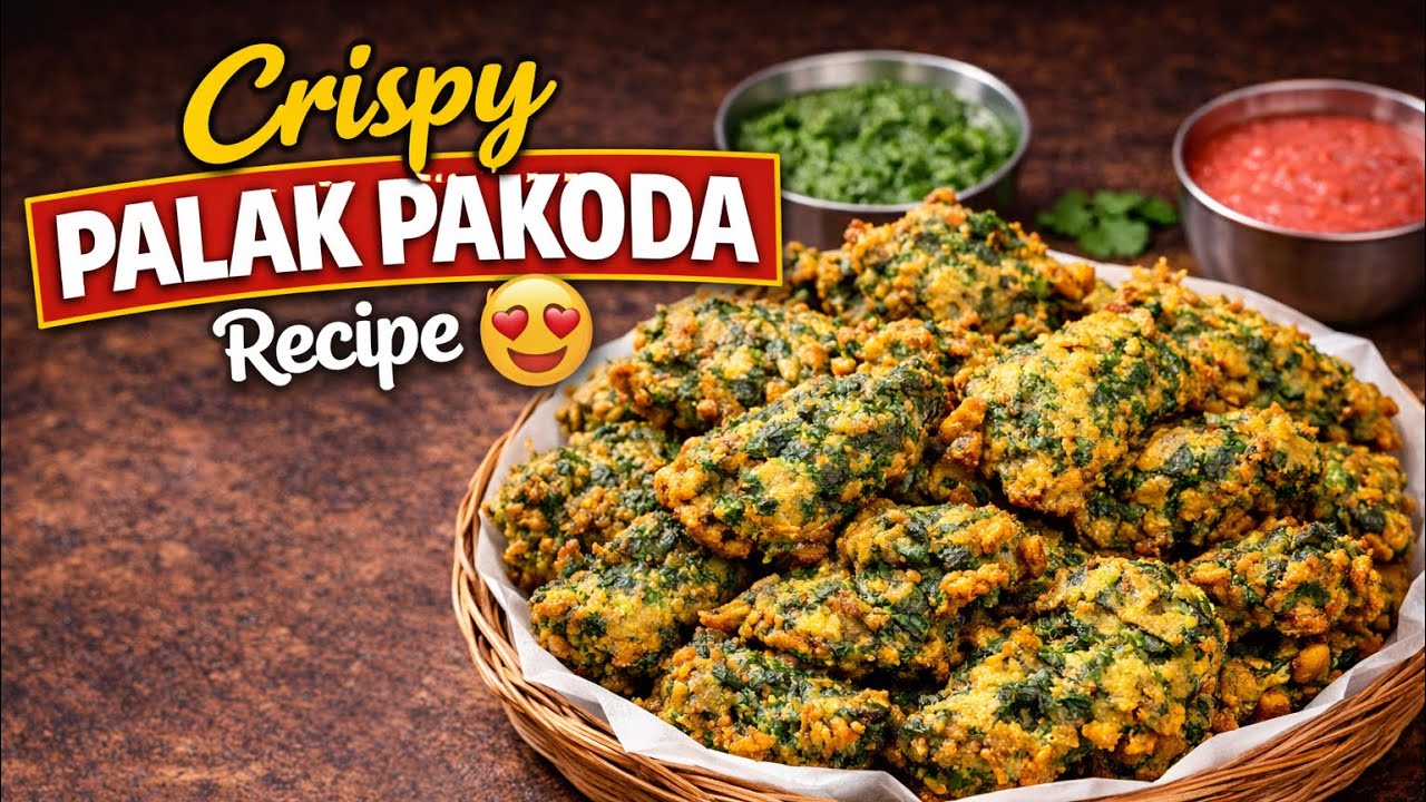 Crispy Palak Pakoda Recipe 😍 | Street Style Pakode at Home