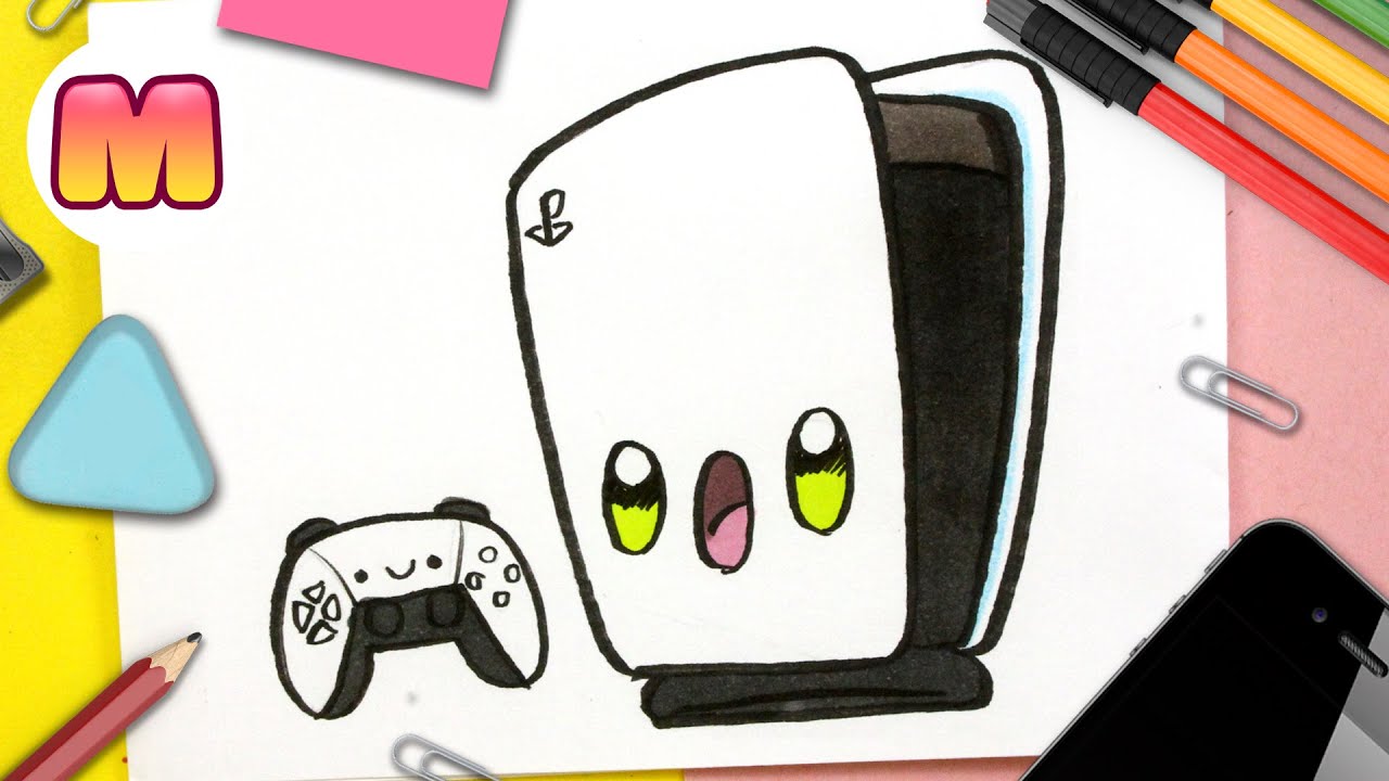 COMO DIBUJAR UNA PS5 KAWAII - Dibujos faciles kawaii - Aprende a dibujar con Jape