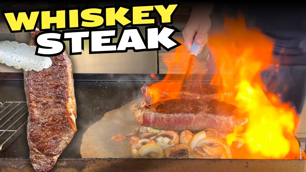 BEST Steaks We've EVER MADE on the Blackstone - And Some FLAME Action! Whiskey Steaks!