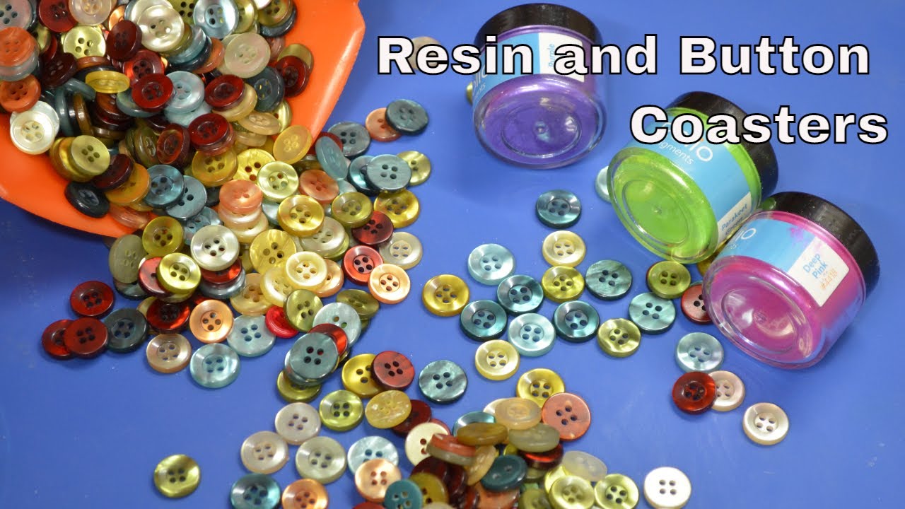 Buttons in Epoxy Resin with 3 Different Pigments made into Coasters