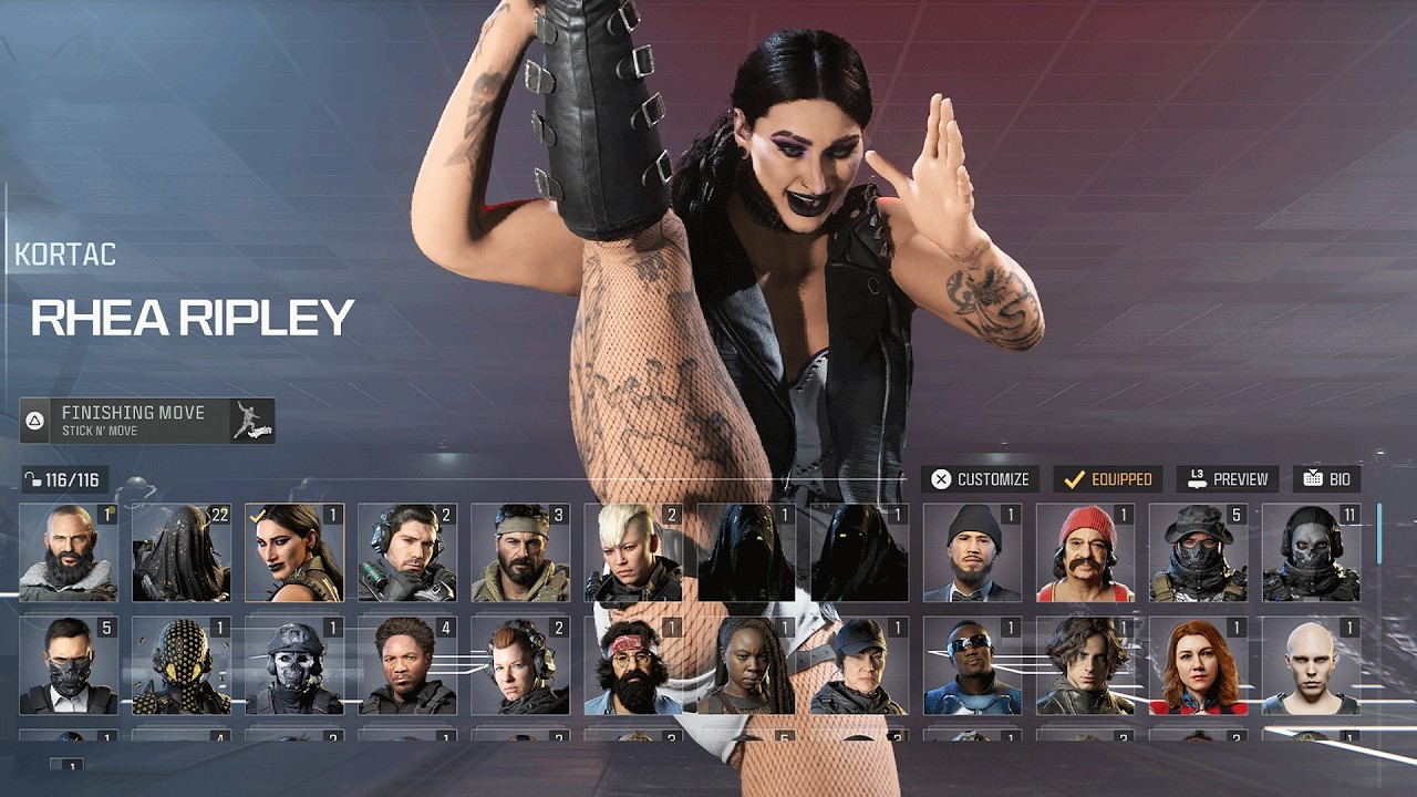 Rhea Ripley Voice Lines, All Skins & Menu Animations in Call of Duty: Modern Warfare 3
