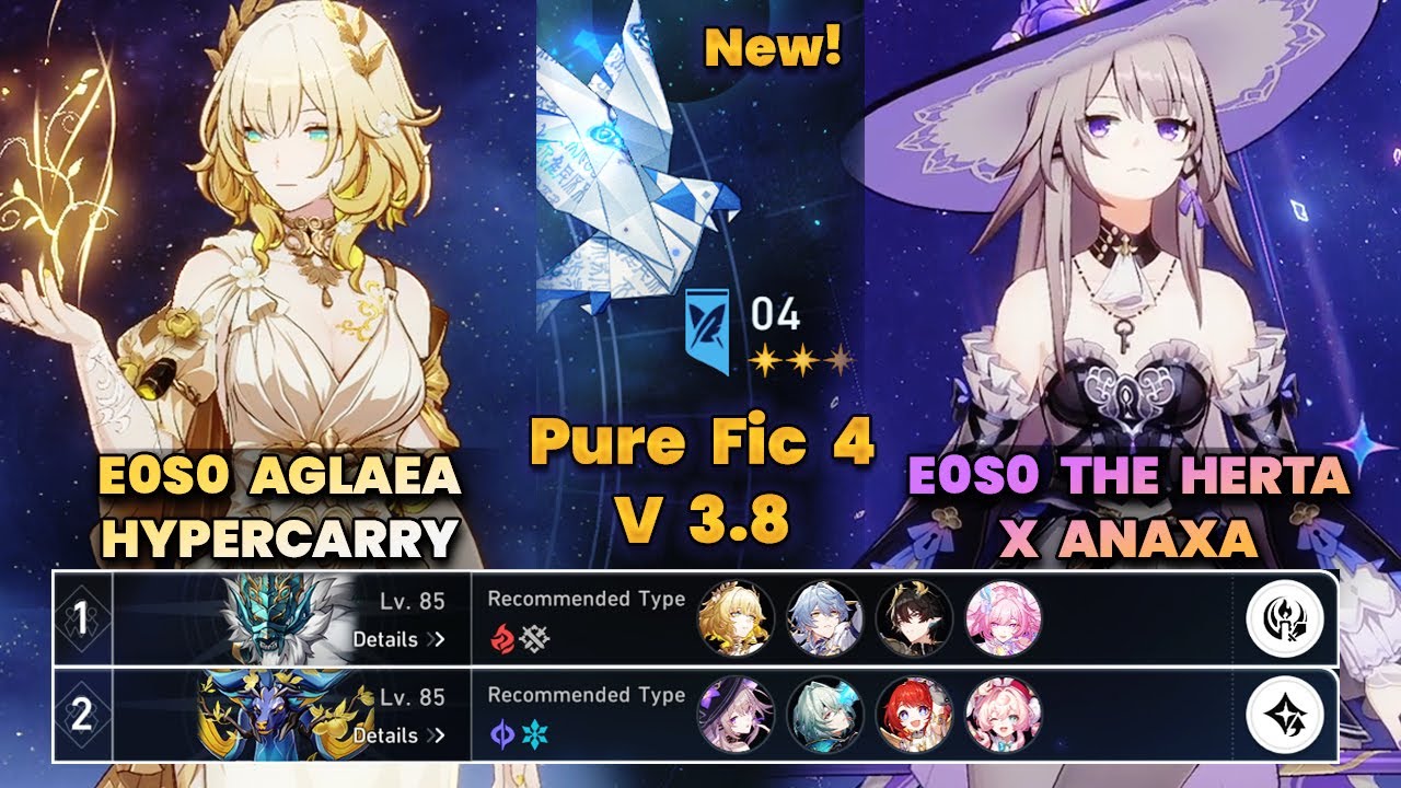 E0S0 Aglaea Hypercarry & E0S0 The Herta x Anaxa | New PureFiction 4 | V3.8 | 3 Stars | HSR |
