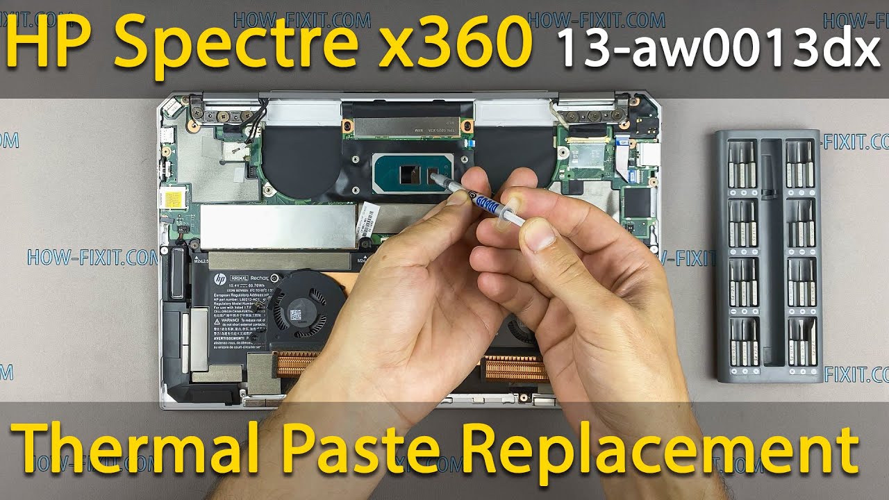 Разборка HP Spectre x360 13-aw0013dx, чистка вентилятора и замена термопасты