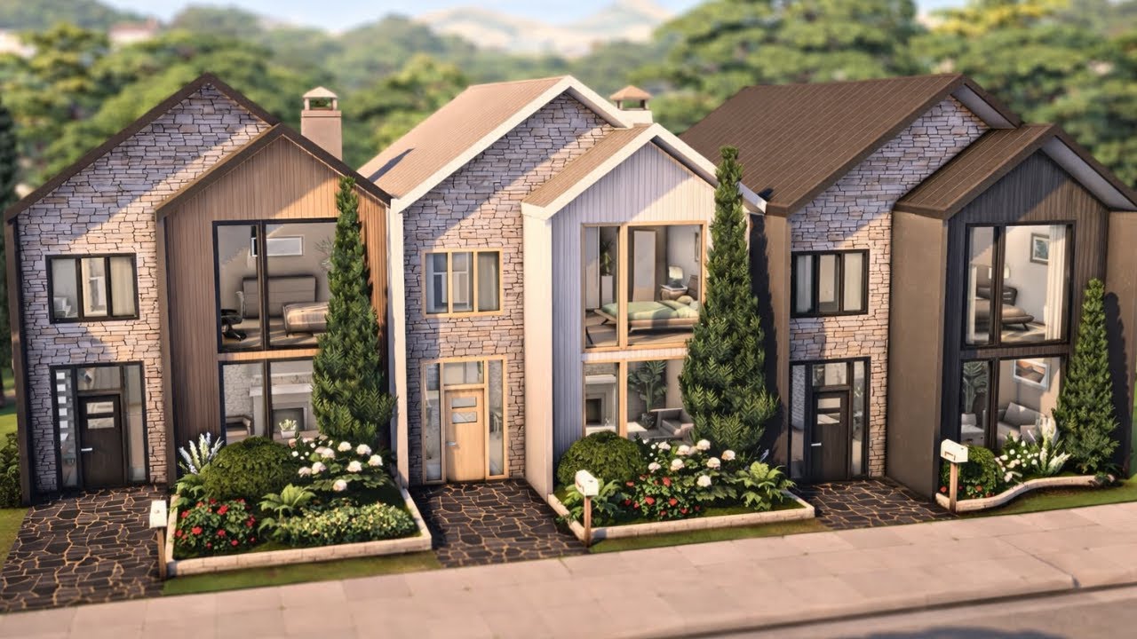 BASE GAME MODERN TOWNHOUSES FOR RENT 🏡 The Sims 4 Speed Build | No CC