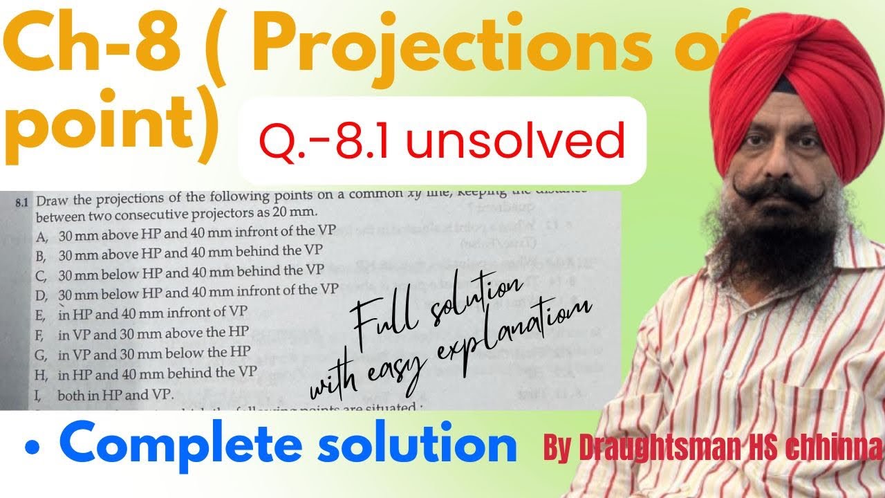 CH-8 Projections of Points | Pb. 8.1 (unsolved)| Full solution with easy way | B.Tech Engg. DWG.
