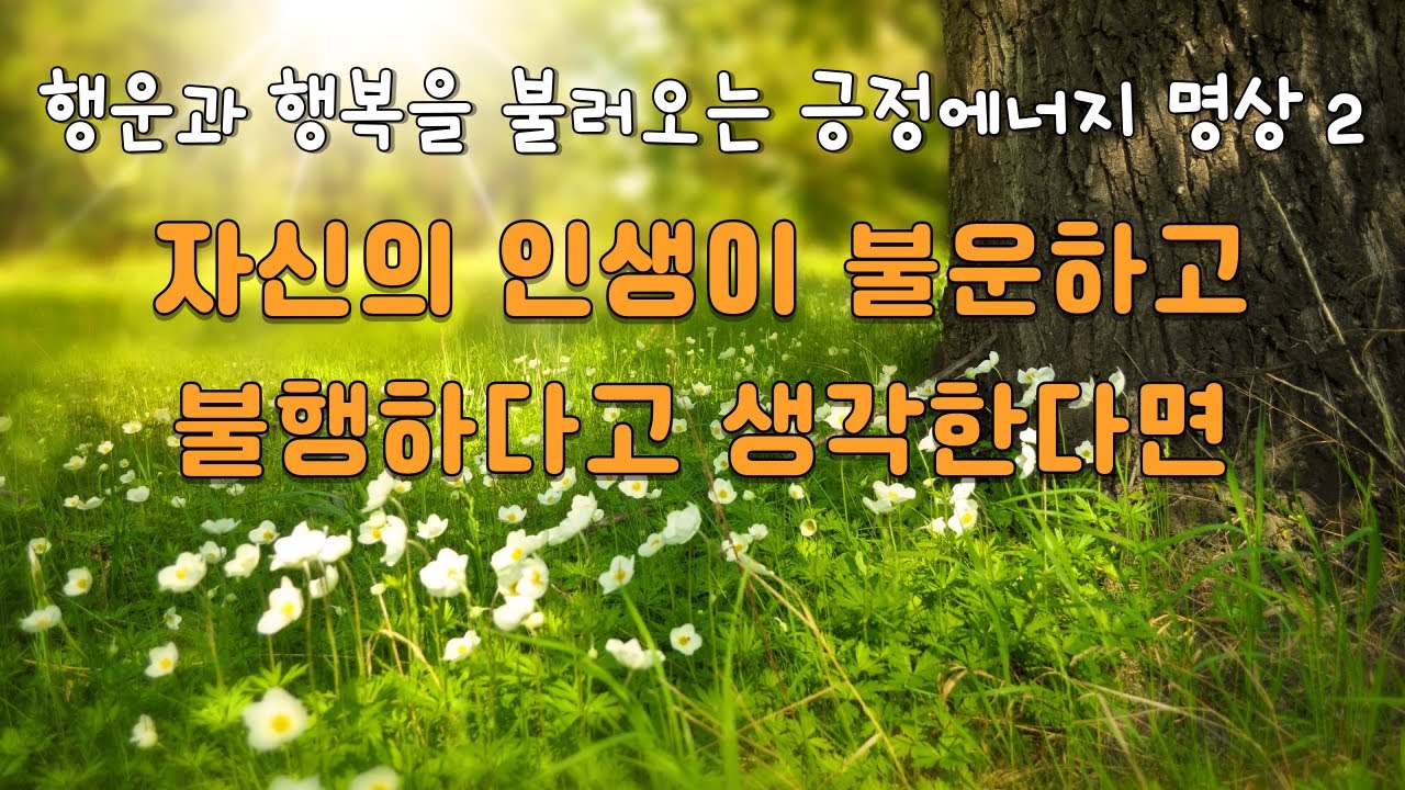[행복 명상] 행운과 행복을을 불러오는 긍정에너지 명상 2 | 자신의 인생이 불운하고 불행하다고 생각한다면 #긍정의 힘을 키우세요.