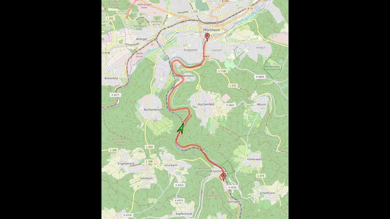 Autofahrt im Nagoldtal (CW/PF): Unterreichenbach ---:--- Pforzheim