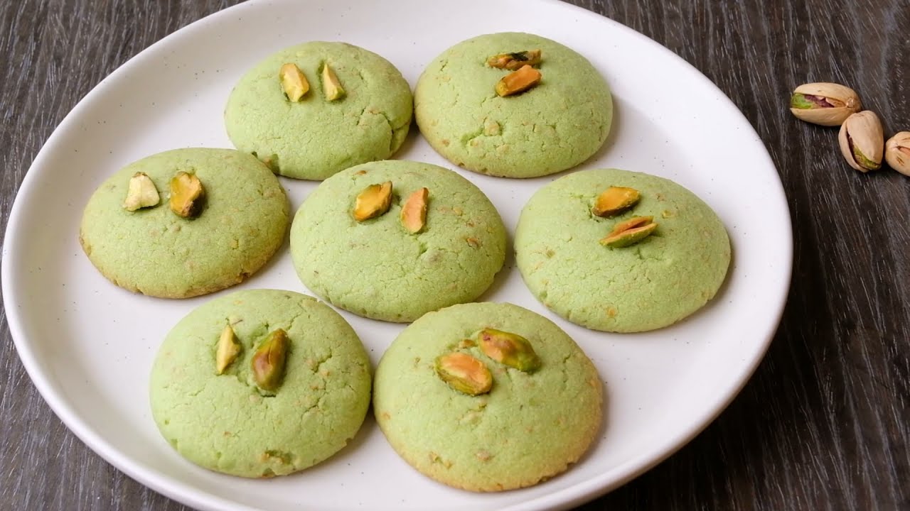 Totally Addictive Pistachio Cookies! | Easy Pistachio Cookies Recipe | Eggless Pistachio Cookies