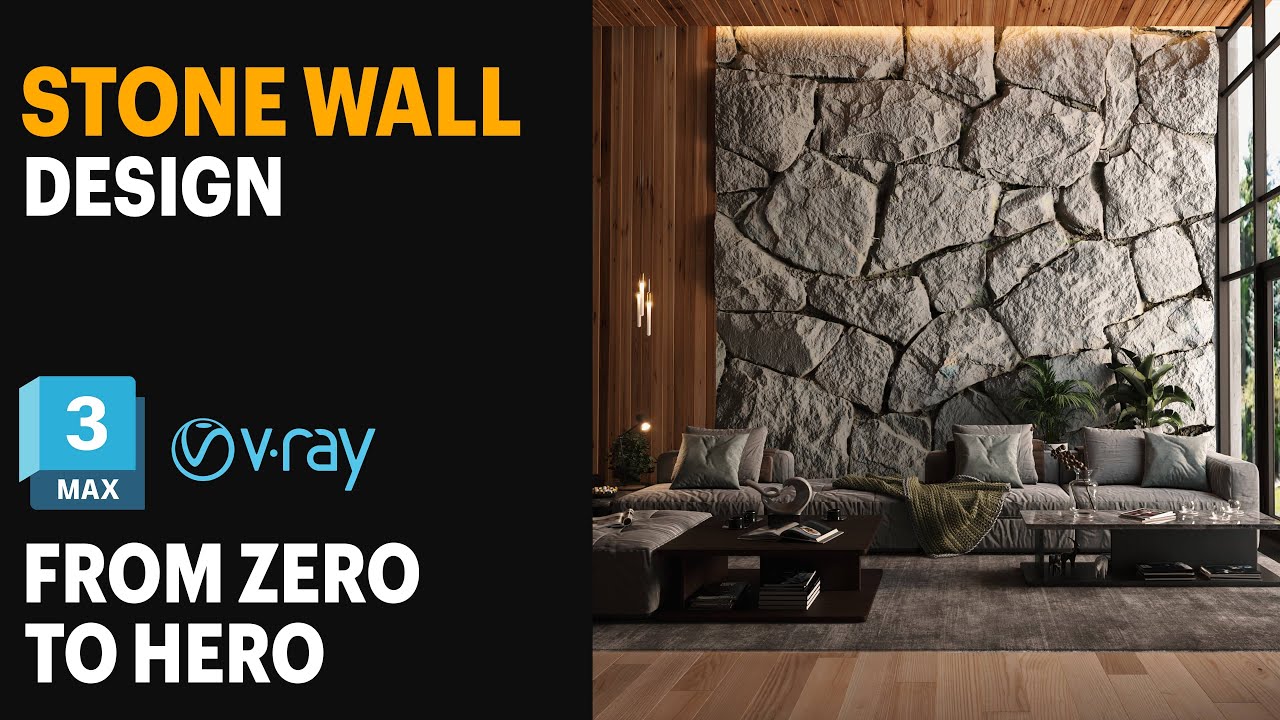 3Ds max TUTORIAL: HOW to design STONE WALL in 3ds max| for Intermediate