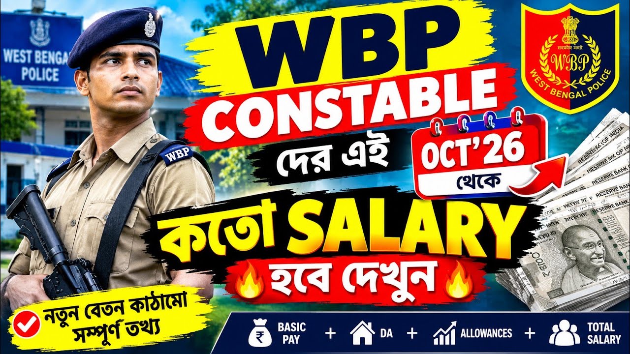 💰 WBP CONSTABLE SALARY OCT&rsquo;26 থেকে কতো? 🔥 পুরো হিসাব OCT 2026 থেকে WBP CONSTABLE-দের বেতন কত হবে? 