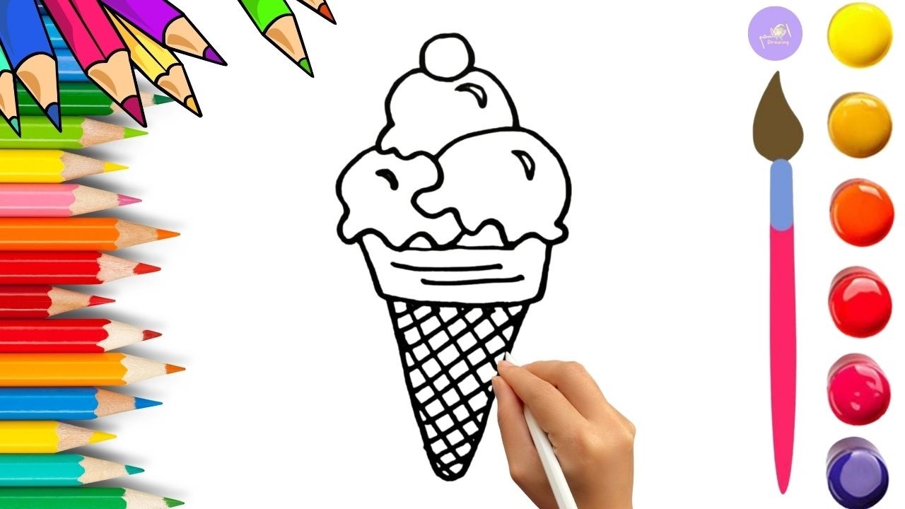 How To Draw cute Icecream Drawing, Painting & Coloring For Kids and Toddlers_🌈🎨