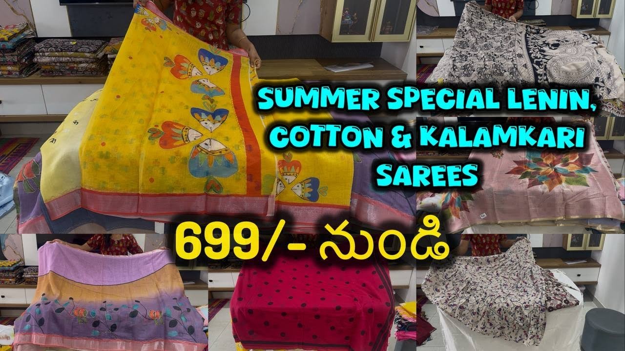 Summer special Most trending cotton, Lenin & Kalamkari Sarees 