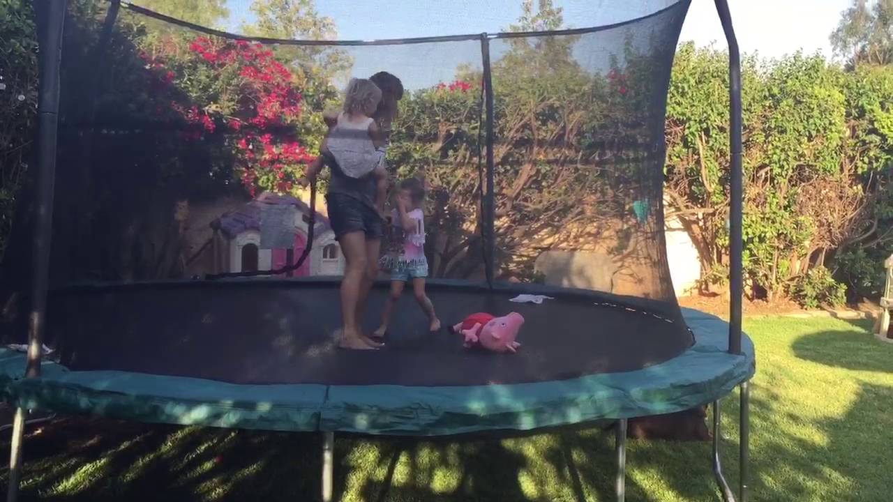 Jumping new trampoline with mama