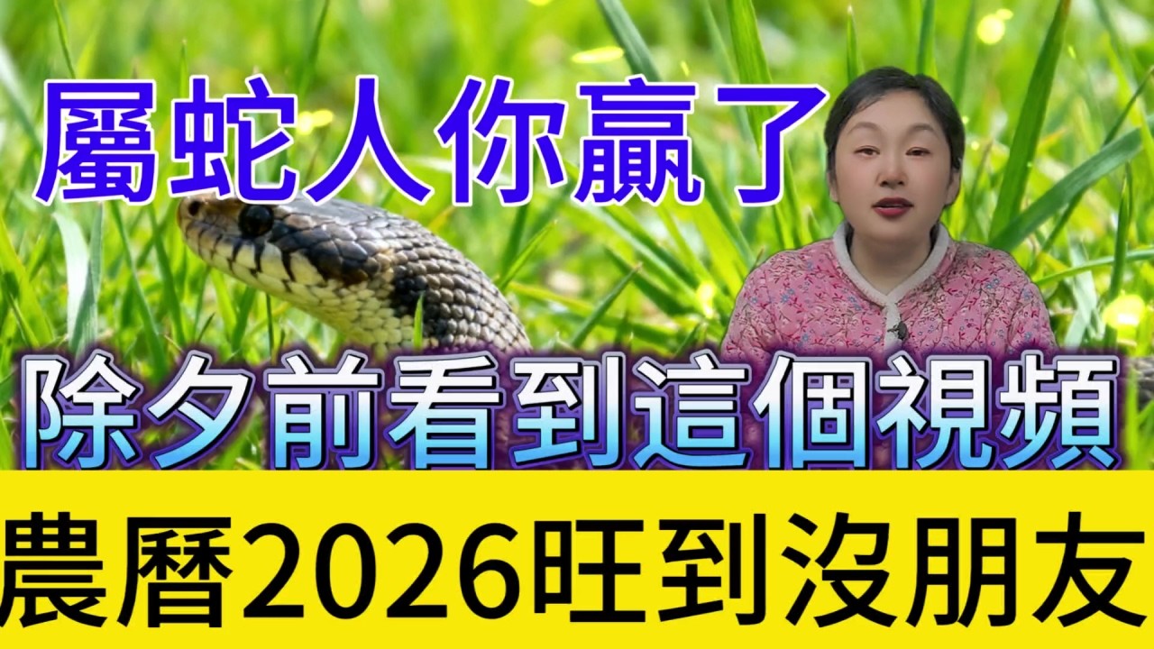 屬蛇人贏麻了！如果你在除夕（2 月 16 日）前看到這個視頻，農曆 2026 財運直接衝破天！旺到沒朋友！#運勢 #補財庫旺財氣 #正能量 #十二属相 #生肖 #命理 #分享