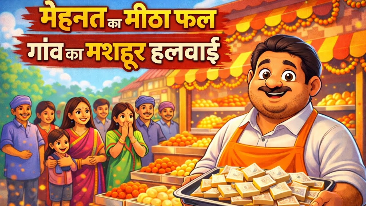 Mehnat Ka Meetha Phal 🍬 | Village Halwai Story | Hindi Cartoon for Kids & Family
