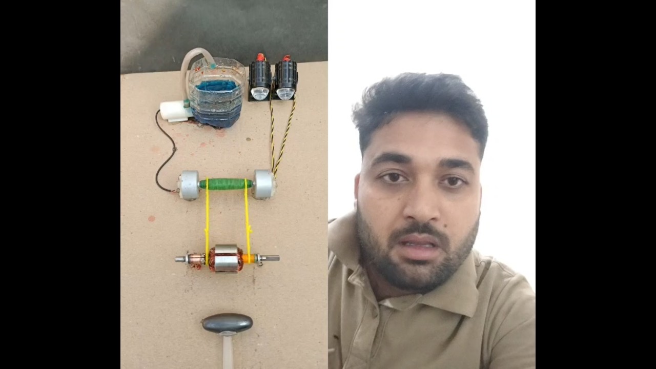 वोटर मोटर आर्मेचर 🛰️🛰️ चुंबकीय आकर्षण, घागा से जनरेटर घूमाकर, बिजली उत्पन्न, बल्ब LED, चालू किया