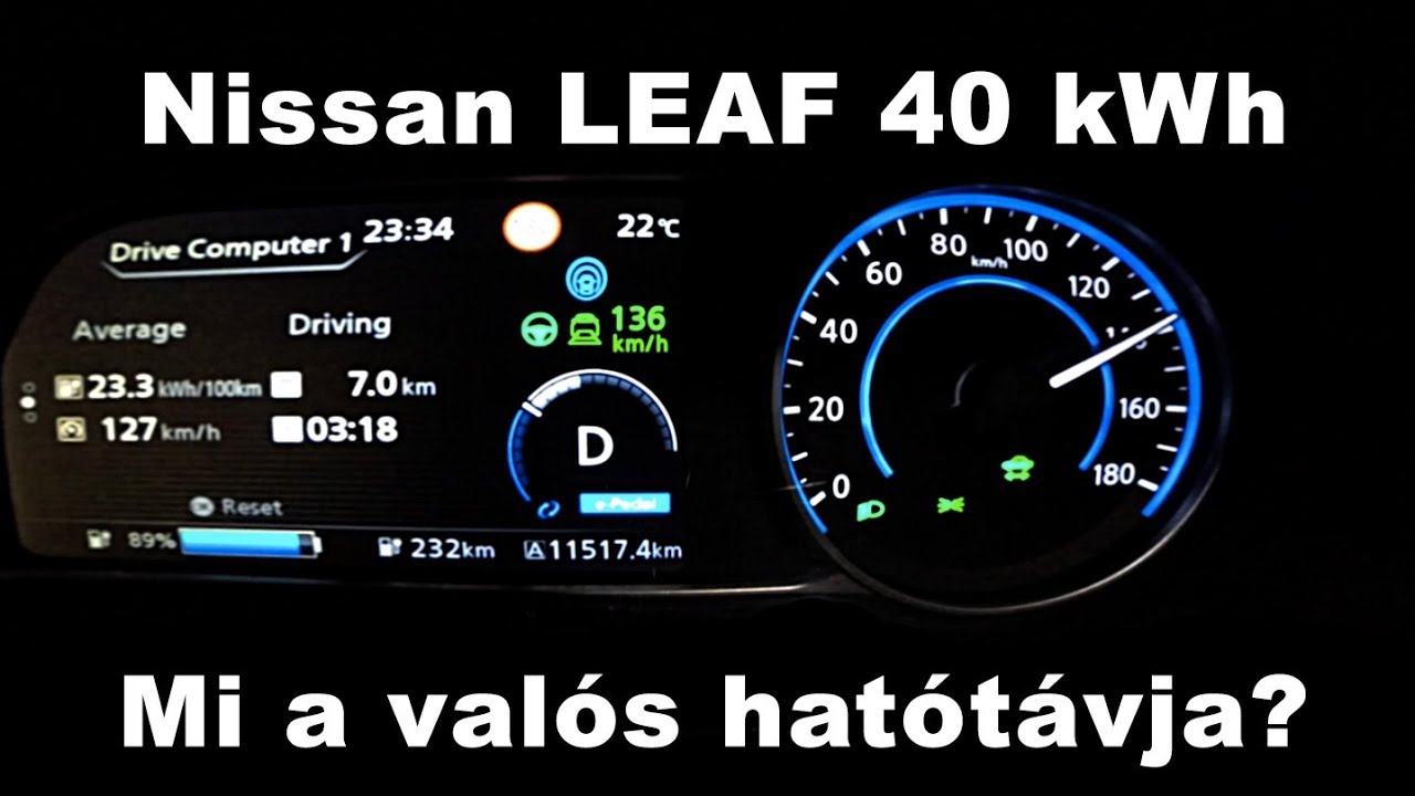 Mennyi a Nissan LEAF 40 kWh hatótávja?