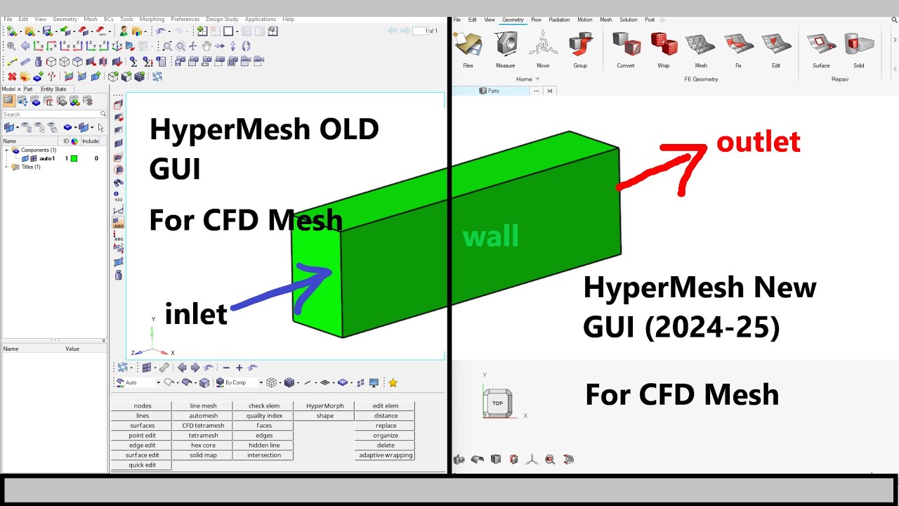 CFD Mesh in New Hypermesh 2024-25, Part-1, Different way - easy but specific.