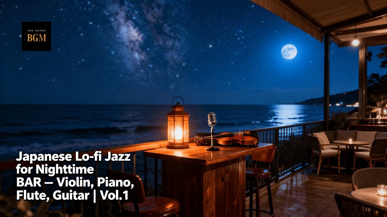 【BGM】Japanese Lo-fi Jazz for Nighttime BAR &ndash; Violin, Piano, Flute, Guitar | Vol.1