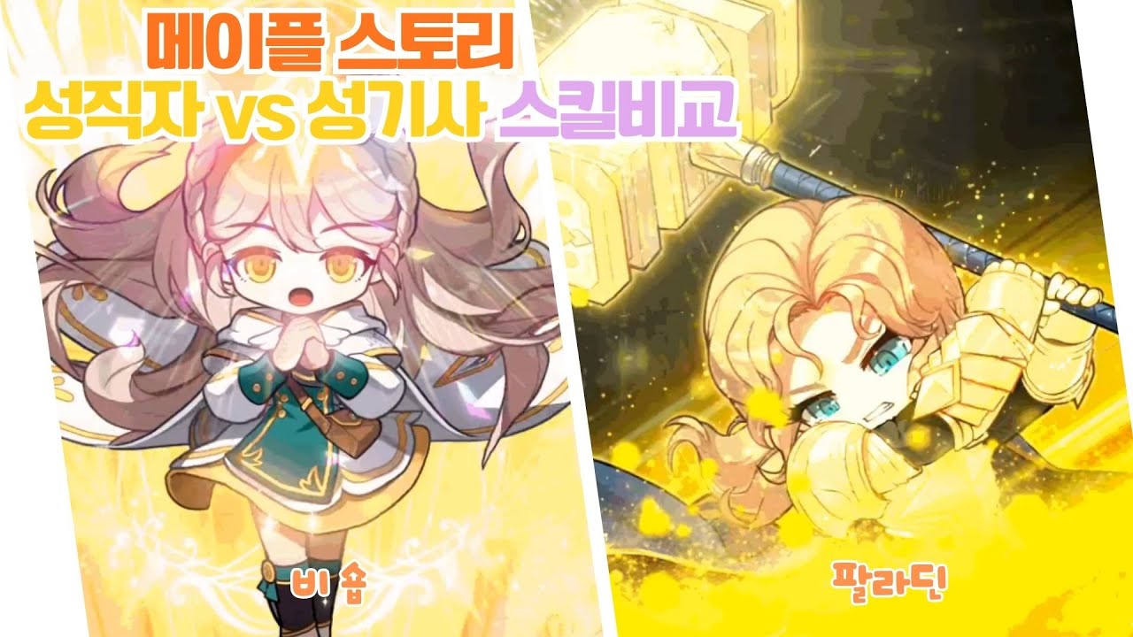 「메이플스토리 원조 성(Holy) 직업군」비숍 vs 팔라딘 스킬 비교~!