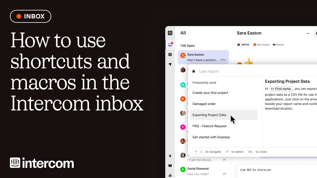 How to use shortcuts and macros in the Intercom inbox