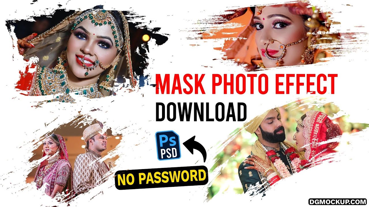 Free MASK Photo Effect PSD | Brush Photo Effect PSD | DGMOCKUP | Artistic Brush Stroke Effect